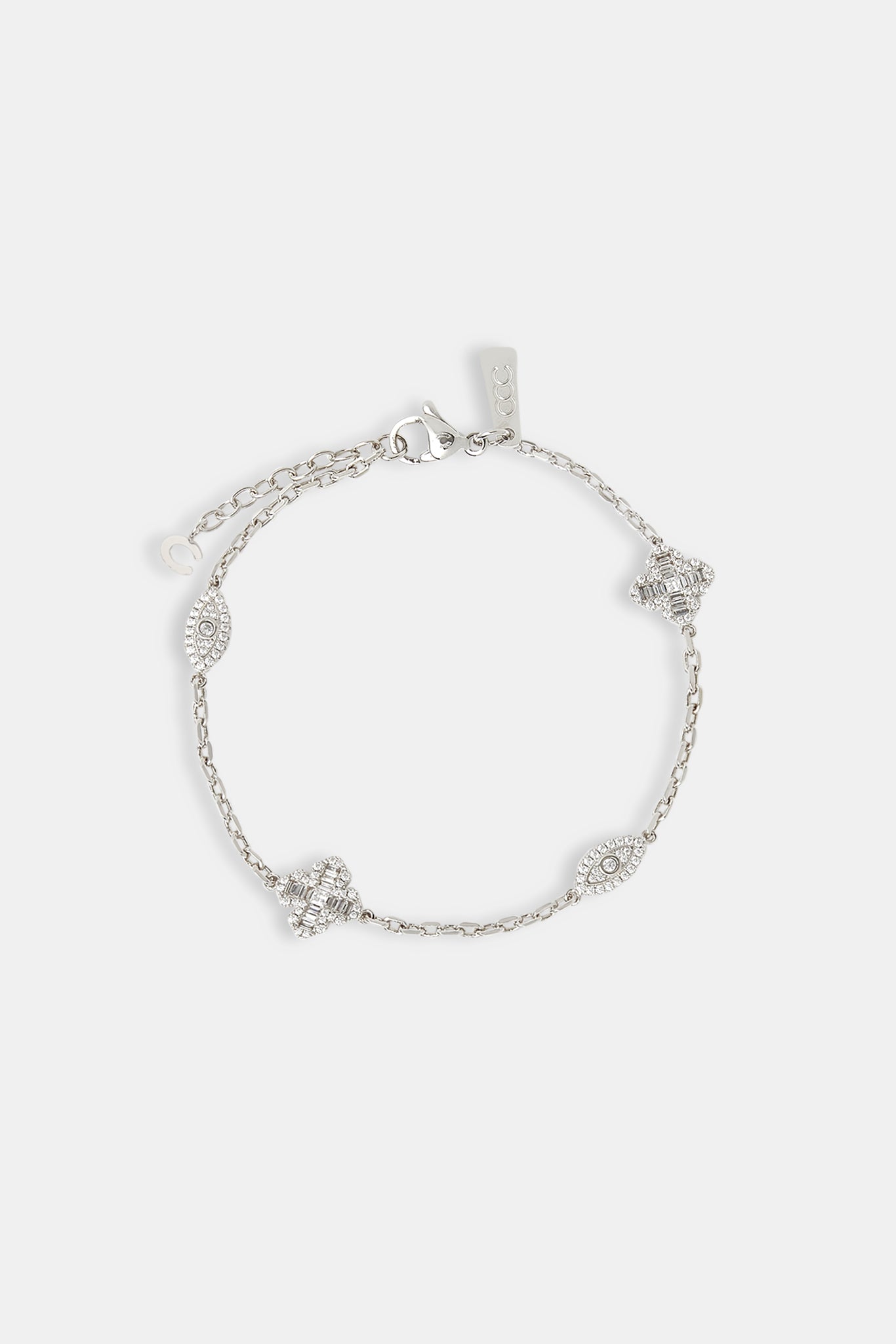 Iced Evil Eye & Cross Rolo Bracelet - 6mm